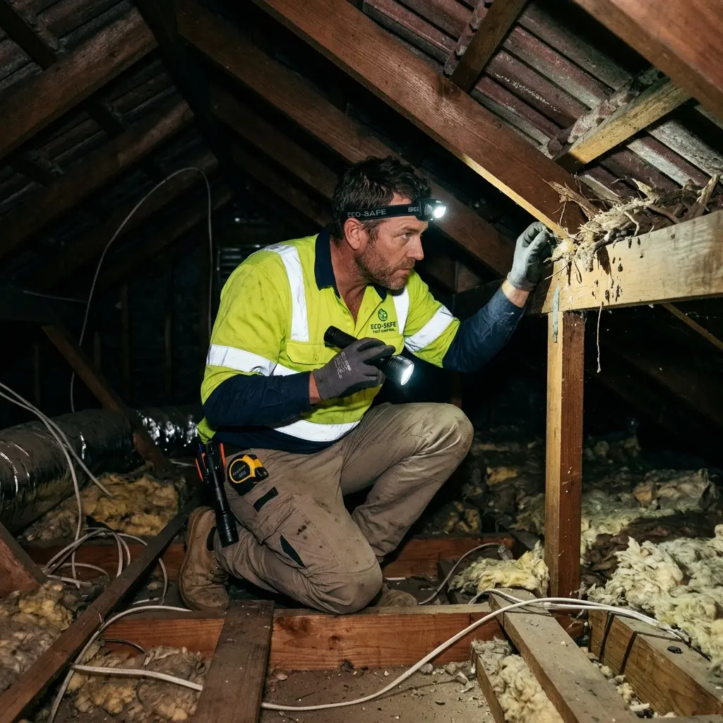 Technician using detection equipment to locate a dead rat inside a Seaford wall cavity
